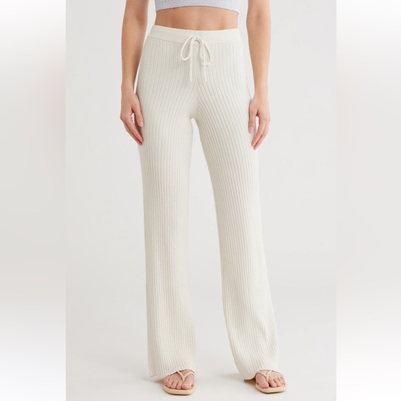 Good American Pants - Good American Terry Rib Knit‎ Wide Leg Pants sweater sweats sweatpants large NWT